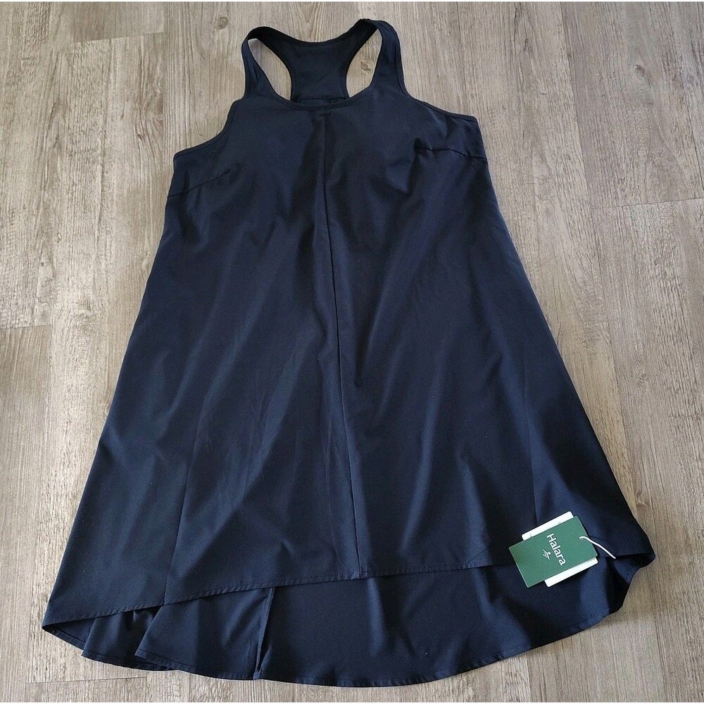 Halara Medium Black Breezeful Racer Pocket High Low Flowy Mini Dress